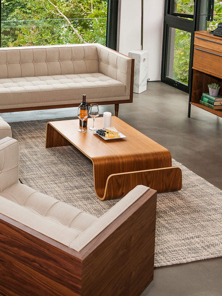 Curved Wood Veneer Coffee Table