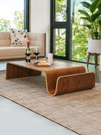 Curved Wood Veneer Coffee Table