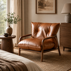 Modern Solid Ash Wood Eco-Leather Lounge Chair