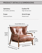 Modern Solid Ash Wood Eco-Leather Lounge Chair