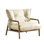 Modern Solid Ash Wood Eco-Leather Lounge Chair