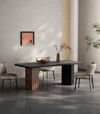 Modern Glass Dining Table with Sculptural Pedestal Bases