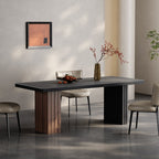 Modern Glass Dining Table with Sculptural Pedestal Bases