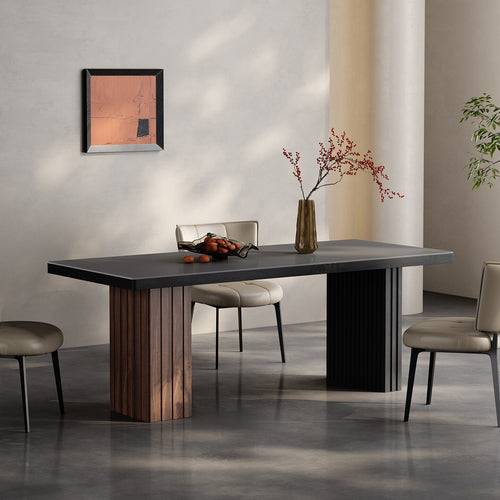 Modern Glass Dining Table with Sculptural Pedestal Bases
