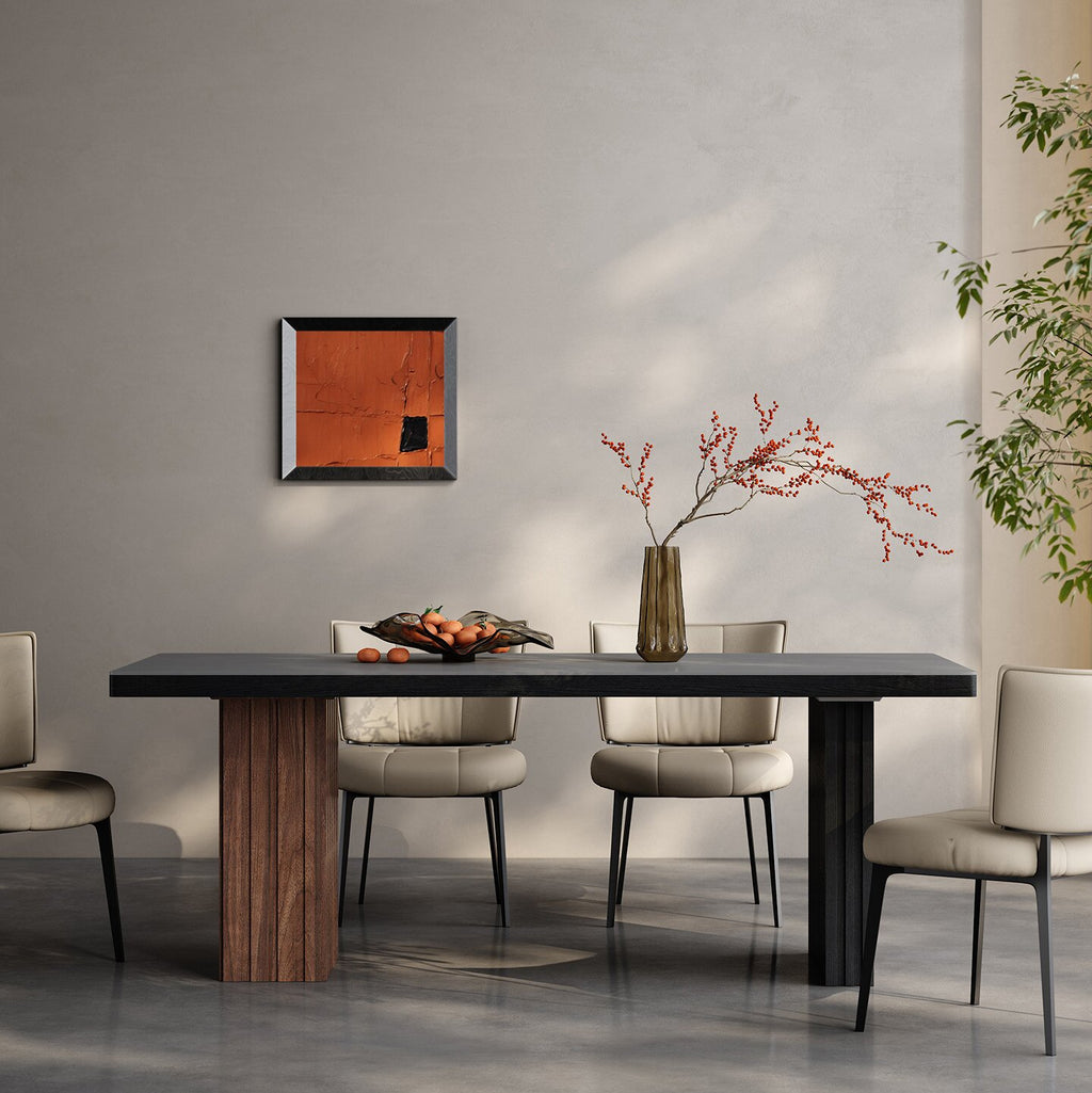 Modern Glass Dining Table with Sculptural Pedestal Bases