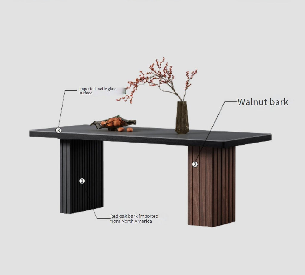 Modern Glass Dining Table with Sculptural Pedestal Bases