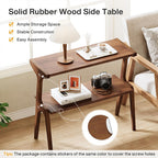 Modern Rubber Wood 2-Tier Side Table