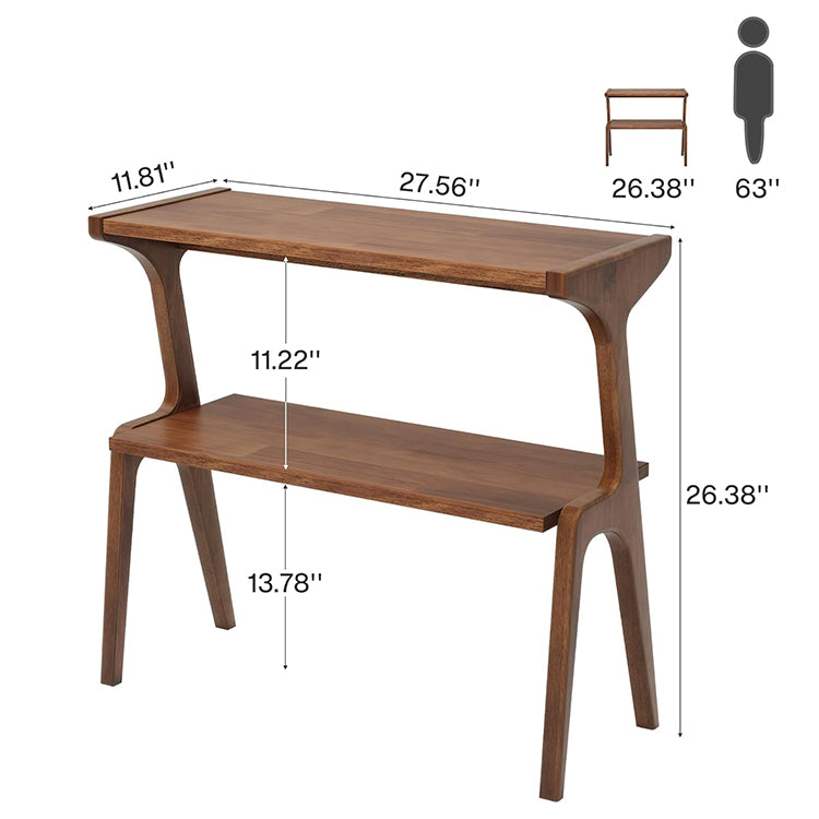 Modern Rubber Wood 2-Tier Side Table