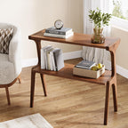 Modern Rubber Wood 2-Tier Side Table