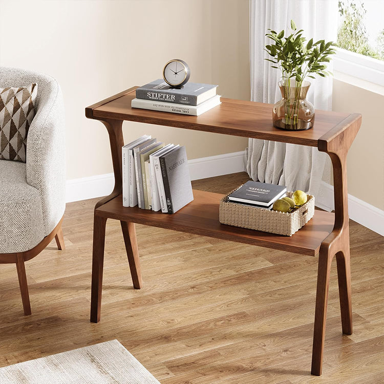 Modern Rubber Wood 2-Tier Side Table