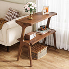 Modern Rubber Wood 2-Tier Side Table
