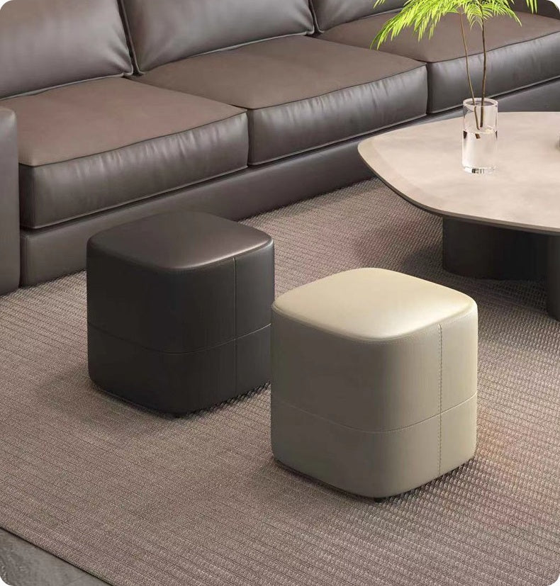 Modern Upholstered Cube Ottoman Stool