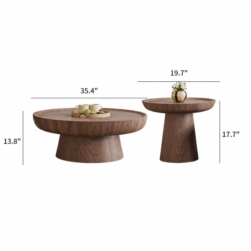 Round Pedestal Coffee and Side Table Set