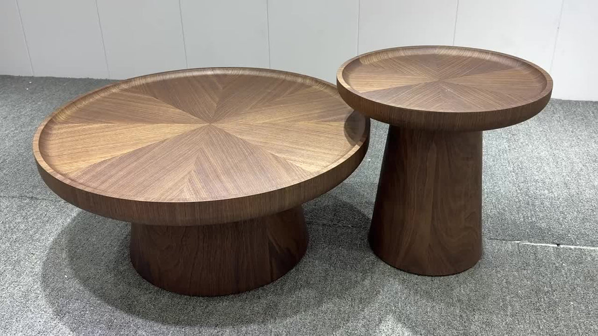 Round Pedestal Coffee and Side Table Set